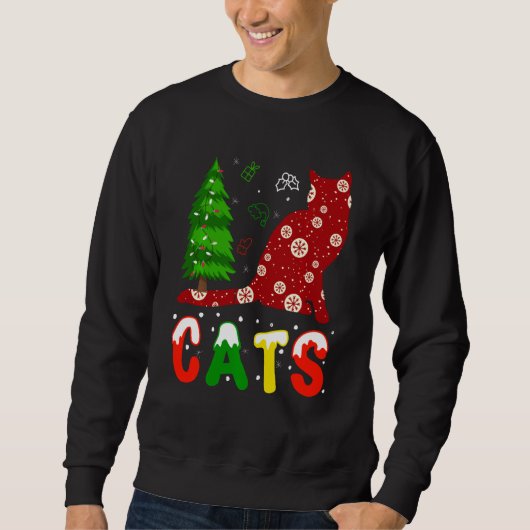 Sweatshirt Drôle Noël Tee pour l'Amoureux des chats Chat Père (Devant)