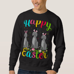 Sweatshirt Drôle OEuf de Pâques Bunny Weimaraner Chien Joyeux