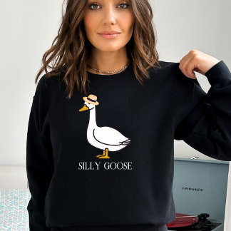 Sweatshirt Drôle Oie Silly Avec Casquette Noir