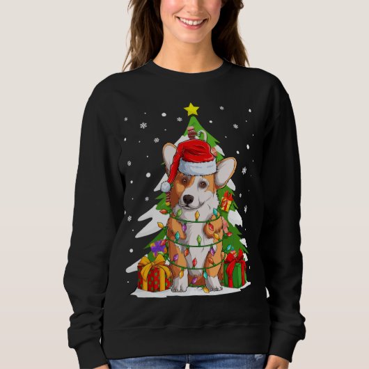 Sweatshirt Drôle Père Noël Corgi Chien Noël Cadeaux Noël Arbr (Devant)