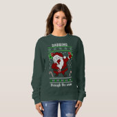 Sweatshirt Drôle Père Noël Dabbing À Travers Le Noël De Neige (Devant entier)