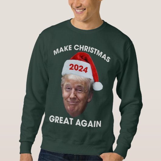 Sweatshirt Drôle Père Noël Trump 2024 Rendre Noël super (Devant)
