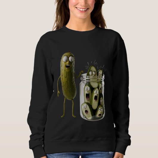 Sweatshirt Drôle Pickle Surprend Un Concombre Et Un Bocal De (Devant)