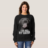 Sweatshirt Drôle Pitbull à tous mes haïteurs Pitbull Amoureux (Devant entier)