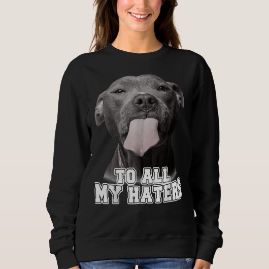 Sweatshirt Drôle Pitbull à tous mes haïteurs Pitbull Amoureux (Devant)