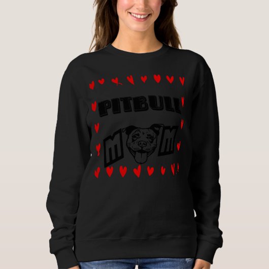 Sweatshirt Drôle Pitbull Maman Femme Relaxée (Devant)