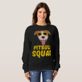 Sweatshirt Drôle Pitbull Squad Jaune mignonne Amour Drôle Pit (Devant entier)