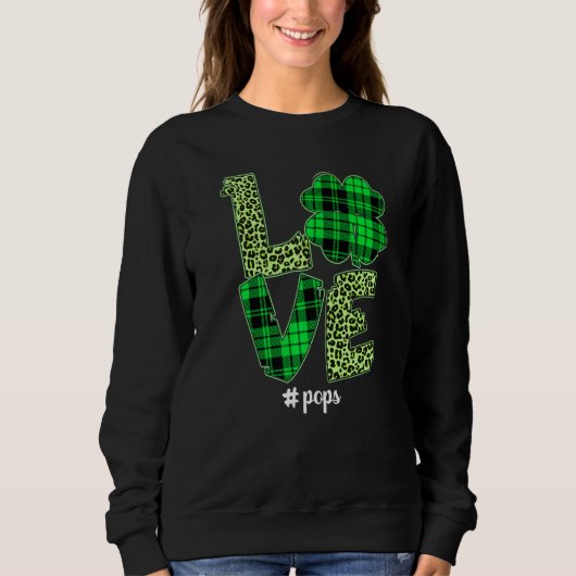 Sweatshirt Drôle Plaid Shamrock Love Pops Leopard St Patrick (Devant)