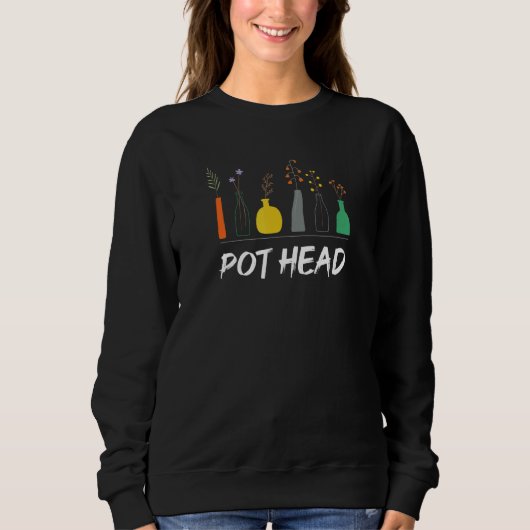 Sweatshirt Drôle Plante Et Gardener Pot Head Succulent (Devant)