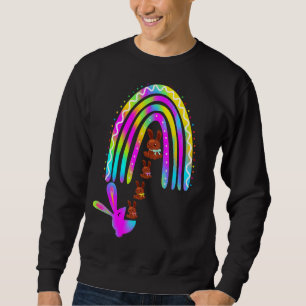 Sweatshirt Drôle Rabbit de Pâques Tie Dye Manger Chocolat Dég