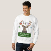 Sweatshirt Drôle Reindeer lumières de Noël laide laide (Devant entier)