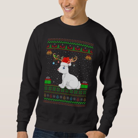 Sweatshirt Drôle Santa Hat Correspondant Laide Hare Arctique  (Devant)
