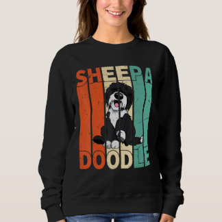 Sweatshirt Drôle Sheepadoodle Black Poodle Retro Doodle