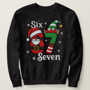 Sweatshirt Drôle Six Sept 67 Mème 6 7 Elfe Père Noël Noël