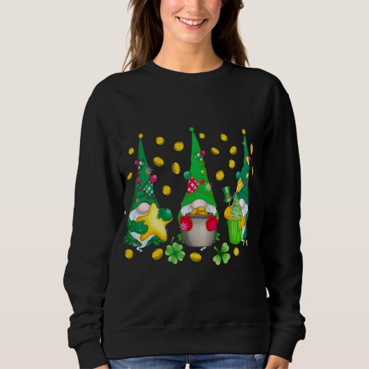 Sweatshirt Drôle St. Patrick's Day Gnome Irish Three Gnomes (Devant)