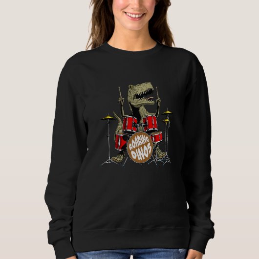 Sweatshirt Drôle T Rex Dinosaur Play Drums Graphisme Tee - sh (Devant)