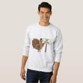 Sweatshirt Drôle Thanksgiving Turquie Mange Pizza (Devant entier)