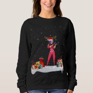 Sweatshirt Drôle Xmas Éclairage Reindeer Santa Hat Biathlon C