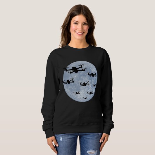 Sweatshirt Drone Pilot Drones Swarm Drone Shoal Moon (Devant entier)