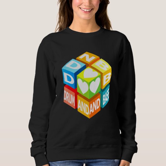 Sweatshirt Drum Et Basse Musique Aimer Cube Danse Et Fête (Devant)