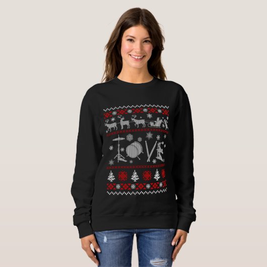 Sweatshirt Drummer Ugly Christmas Sweater (Devant entier)