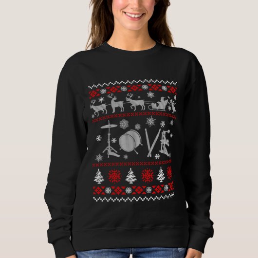 Sweatshirt Drummer Ugly Christmas Sweater (Devant)