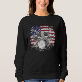 Sweatshirt Drummer USA Flag Drum Set American 4th Of July Dru