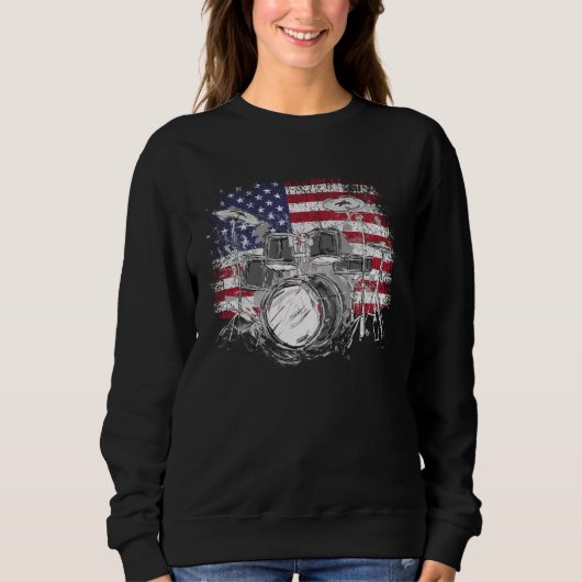 Sweatshirt Drummer USA Flag Drum Set American 4th Of July Dru (Devant)