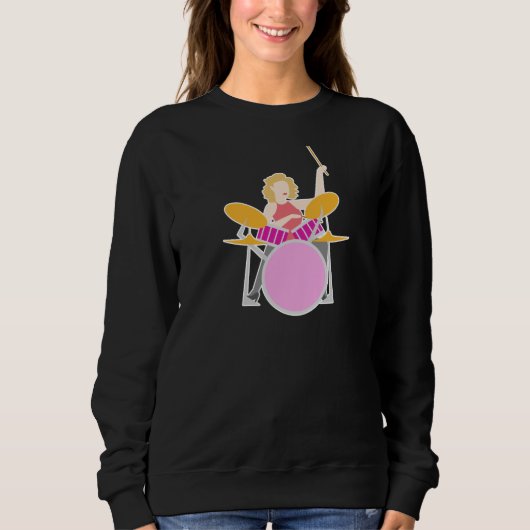 Sweatshirt Drummer Woman Design for Band Musicians (Devant)