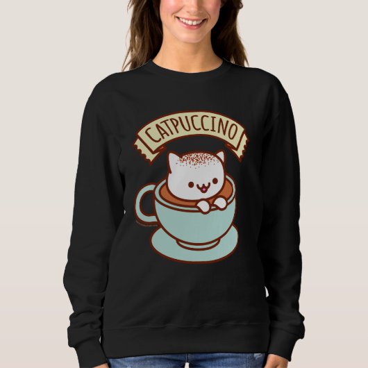Sweatshirt du chat des femmes - "CATPUCCINO " (Devant)