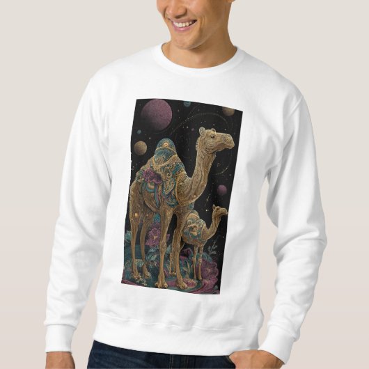 Sweatshirt duo de chameaux dorés cosmiques (Devant)