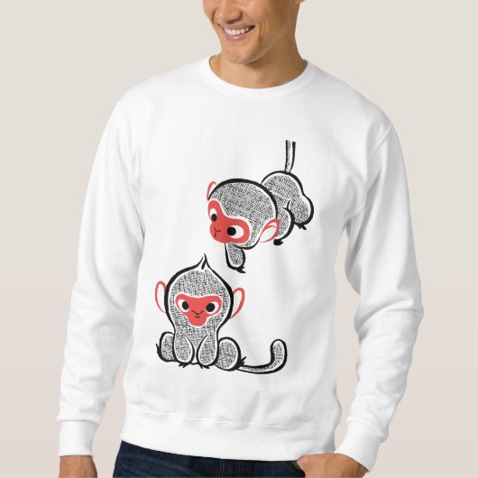 Sweatshirt Duo de singes asiatiques : assis et grimpant (Devant)