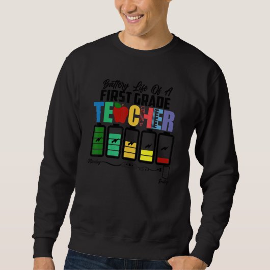Sweatshirt Durée de vie de la batterie d'un professeur de pre (Devant)