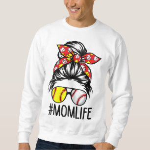 Sweatshirt Dy Mom Life Softball Baseball Fête des mères Messy