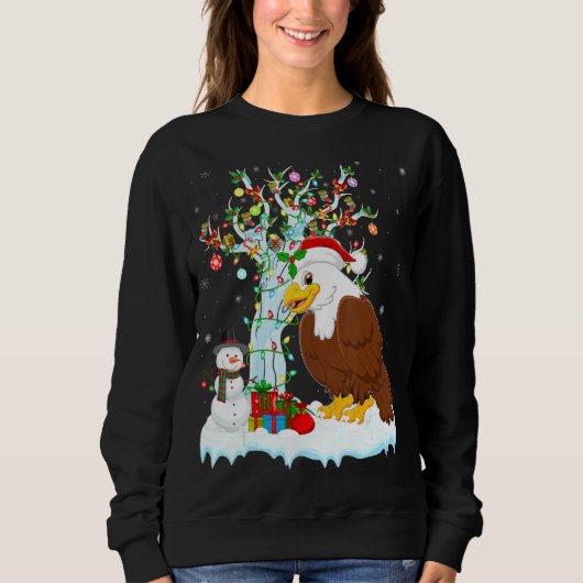 Sweatshirt Eagle Bird Xmas Arbre Éclairage Santa Hat Eagle Ch (Devant)