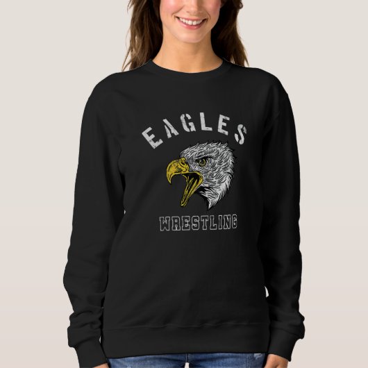 Sweatshirt Eagles Wrestling School Spirit Team Mascot Game Ni (Devant)
