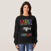 Sweatshirt Easily Distracted By Airplanes  Airplane (Devant entier)
