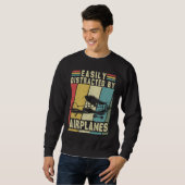 Sweatshirt Easily Distracted By Airplanes Toddler Men Women A (Devant entier)