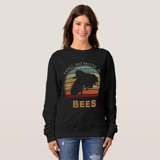 Sweatshirt Easily Distracted By Bees Cool Sunset Nature (Devant entier)
