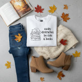 Sweatshirt Easily Distracted by Cats and Books Coquette Art