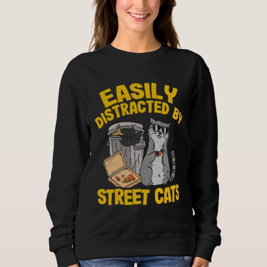 Sweatshirt Easily Distracted By Street Cats Raccoon 4 (Devant)