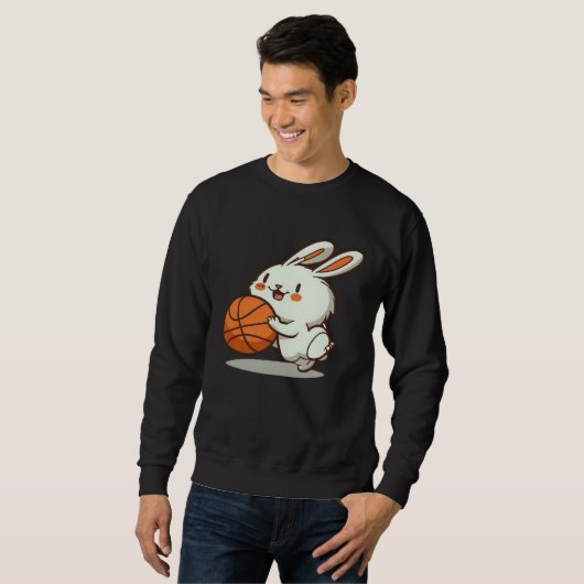 Sweatshirt Easter Bunny Playing Basketball Basketball Easter  (Devant entier)
