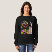 Sweatshirt Easter Bunny Saint Bernard Dog Ear Tree Egg Basket (Devant entier)