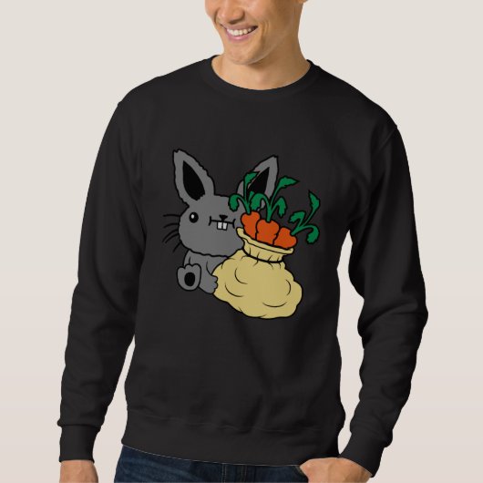 Sweatshirt Easter Bunny With A Carrots Sack Hungry Cute Child (Devant)