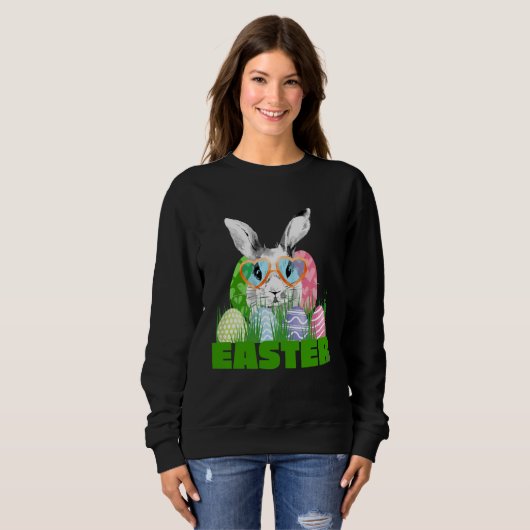 Sweatshirt Easter Bunny with Glasses Egg Hunting (Devant entier)