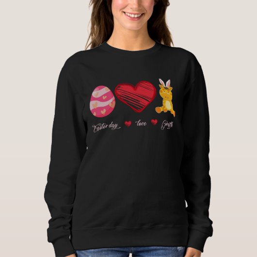 Sweatshirt Easter Egg Love Giraffe Bunny Animal Pet  Day (Devant)
