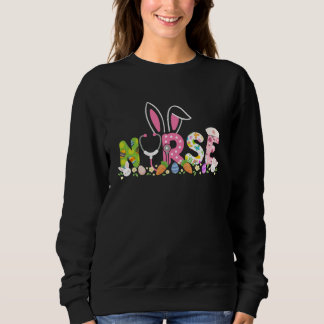 Sweatshirt Easter Eggs Bunny Nurse Stethoscope Scrub Life Eas
