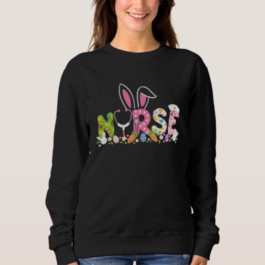 Sweatshirt Easter Eggs Bunny Nurse Stethoscope Scrub Life Eas (Devant)