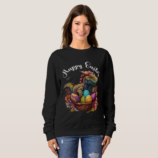 Sweatshirt Easter Eggs Dino Rex Happy Easter Egg Happy Easter (Devant entier)