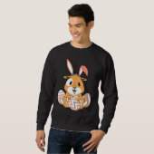 Sweatshirt Easter Guinea Pig With Bunny Ears & Eggs   Easter (Devant entier)